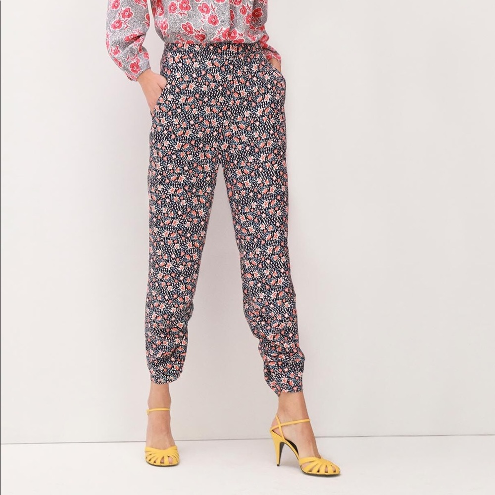 Rebecca Taylor Twilight Bloom Silk Twill Pants